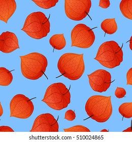 Seamless background physalis flowers.
