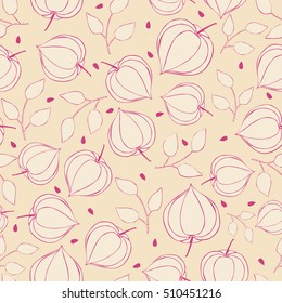 Seamless background physalis flowers.