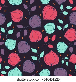 Seamless background physalis flowers.