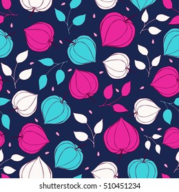 Seamless background physalis flowers.