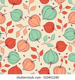 Seamless background physalis flowers.