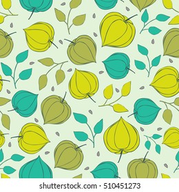 Seamless background physalis flowers.