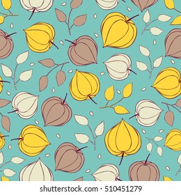 Seamless background physalis flowers.