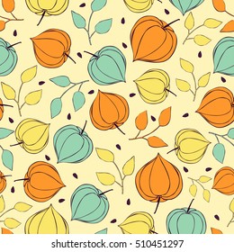 Seamless background physalis flowers.