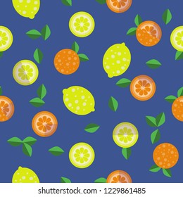 Seamless background with a picture of lemons and oranges.