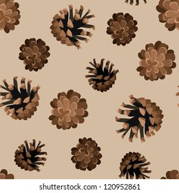 Seamless background with pine cones. Vector illustration.