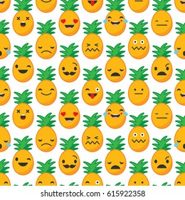 Seamless background with Pineapple emotions.