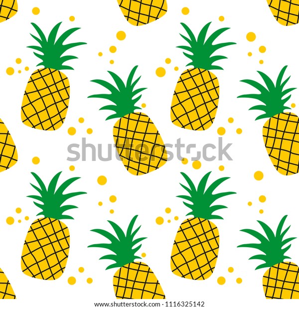 Seamless Background Pineapples Juicy Pineapple Wallpaper Stock Vector Royalty Free