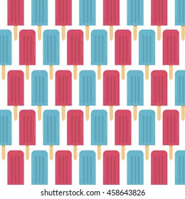 Seamless background with pink and blue popsicles. Great for wallpaper, background, textile, design. Pattern in swatches