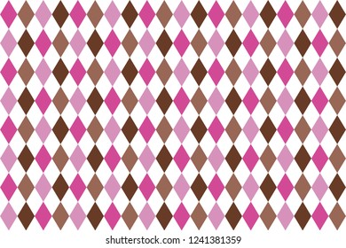 seamless background of pink and brown diamonds on white