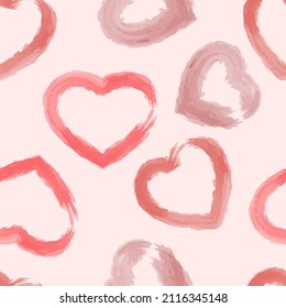 
Seamless background in pink colors. Watercolor hearts on a pink background. Vector design for romantic valentine's day material.