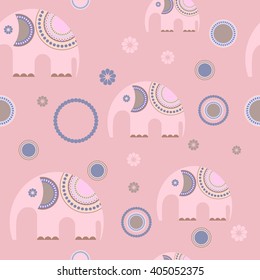 seamless background with pink elephant