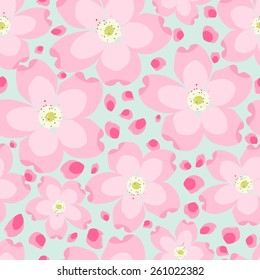seamless background with pink flowers