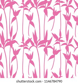 Seamless background of pink grass. Decorative image.