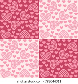 Seamless background with pink hearts. Ideal for printing on fabric or paper. Vector illustration.