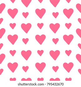 Seamless background from pink hearts. Vector illustration