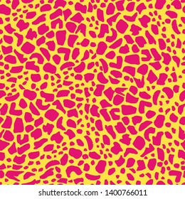 Seamless background with a pink leopard texture, lynx. Imitation of skin, leopard, cheetah. Wild savannah, africa, safari abstract background. For textile, design, wallpaper, scrapbooking, templates
