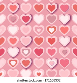 Seamless background with pink paper hearts, eps10