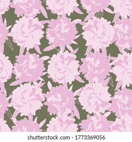 seamless background with pink peony, vector design for paper, fabric.