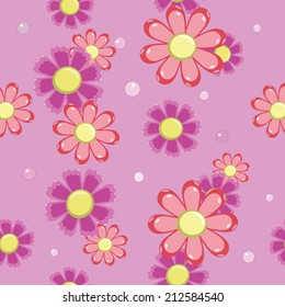 seamless background of pink and red flowers vector