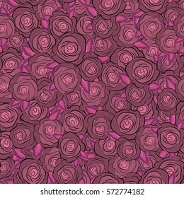 Seamless background in pink roses. Vector seamless background with colored spots.