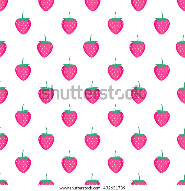 ピンクのイチゴのシームレスな背景 かわいいベクターイチゴ柄 夏のフルーツイラスト 白い背景に夏のフルーツイラスト テキスタイルやデコールに合ったかわいいデザイン のベクター画像素材 ロイヤリティフリー