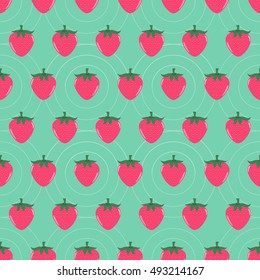 Seamless background with pink strawberries vector illustration. Strawberry seamless pattern