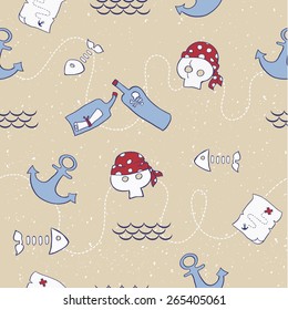Seamless Background with Pirate Skulls