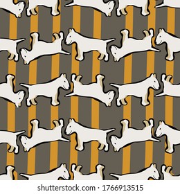 seamless background with pit bull terrier and stripes, vector design for paper, fabric