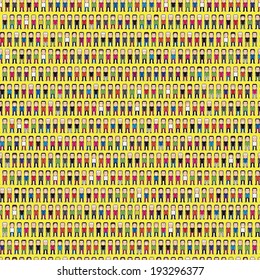 Seamless background with pixel people