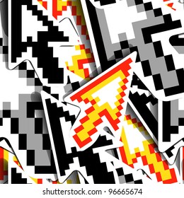 Seamless background of pixeled vector cursors