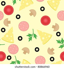 seamless background with pizza ingredients