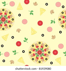 seamless background with pizza and ingredients