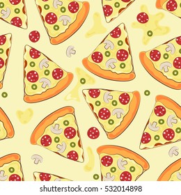 Seamless background with pizza. Pizza. Vector illustration.
