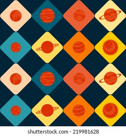 seamless background with planets of the solar system