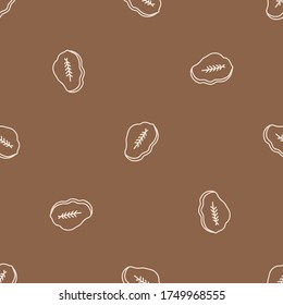 Seamless background plant fossil gender neutral baby pattern. Simple whimsical minimal earthy 2 tone color. Kids nursery wallpaper or boho cartoon leaf fashion all over print.
