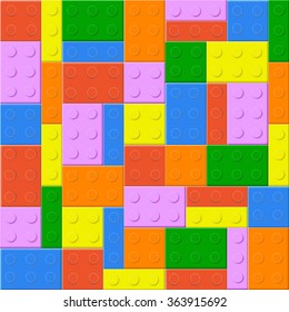 Seamless background with plastic toy blocks of different colors