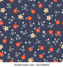 Seamless background with plenty of small color flower blossoms. Vector illustration