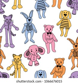 Seamless background of the plush toys