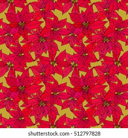 Seamless background with poinsettia
