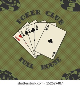 Seamless background with poker cards for