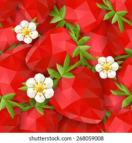 Seamless background with polygonal strawberry. Vector illustration