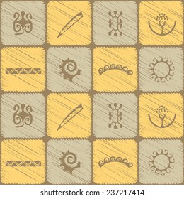 Seamless background with Polynesian tattoo symbols