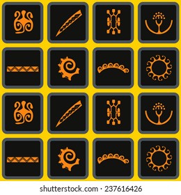 Seamless background with Polynesian tattoo symbols