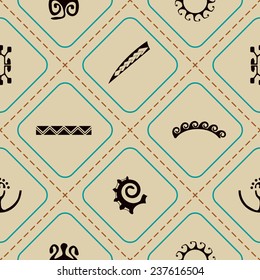 Seamless background with Polynesian tattoo symbols