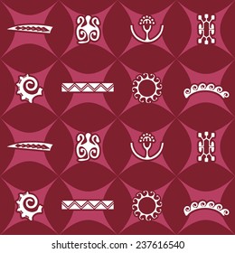 Seamless background with Polynesian tattoo symbols