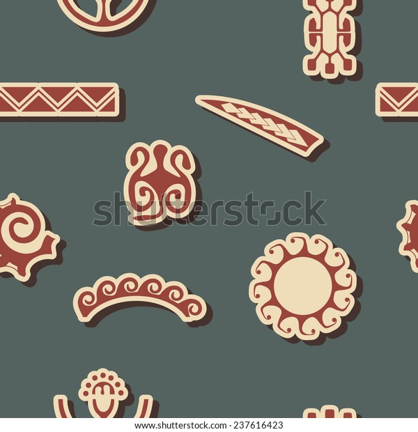 Seamless\
background with Polynesian tattoo\
symbols