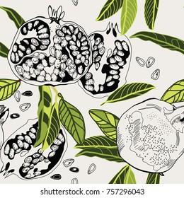 Seamless background   with pomegranate fruit