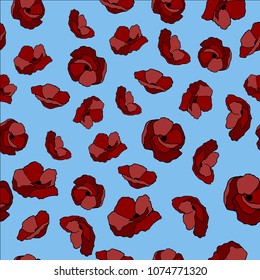Seamless background poppies flowers