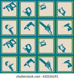 Seamless background with power tools icons for your design